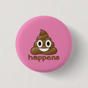 Bóton Redondo 2.54cm Poop Happens Emoji