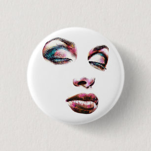 Bóton Redondo 2.54cm Pop Art Womans Face Makeup beauup Abstrato art T-