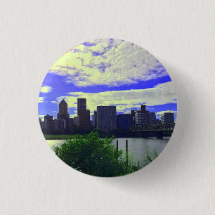 Bóton Redondo 2.54cm Portland, Oregon Skyline nº 2 Botão
