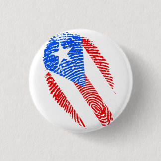 Bóton Redondo 2.54cm Porto Rico, Vermelho, Branco, Azul, Impressão Digi