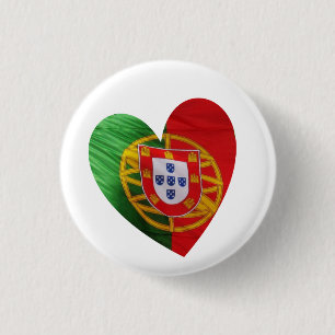 Bóton Redondo 2.54cm Português: bandeira & coração