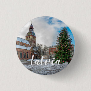 Bóton Redondo 2.54cm Praça Dome com árvore de Natal em Riga