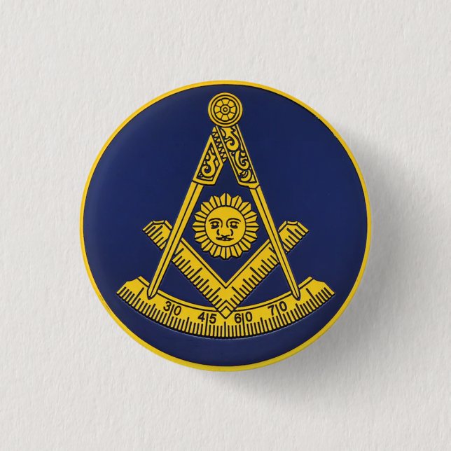 Bóton Redondo 2.54cm Praça Mestra Freemason e Masonic Compass (Frente)