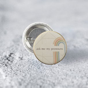 Bóton Redondo 2.54cm Prendedor Minimalista de Orgulho LGBTQ Pergunte Me