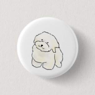 Bóton Redondo 2.54cm Presente de Cachorrinho Bichon Frise Fofinho