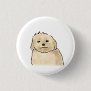 Bóton Redondo 2.54cm Presente Divertido Cachorro Mal-Humorado Creme Fof
