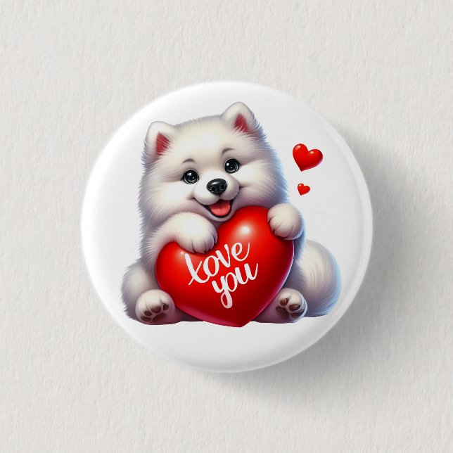 Bóton Redondo 2.54cm Presente do namorados - Pom Pom Love Pomeranian Ne (Frente)