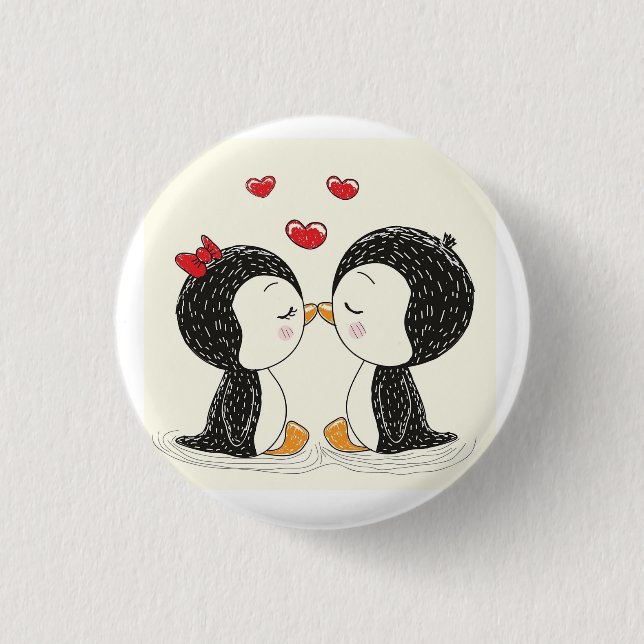 Bóton Redondo 2.54cm Presente para amante de pinguim botão de presente  (Frente)