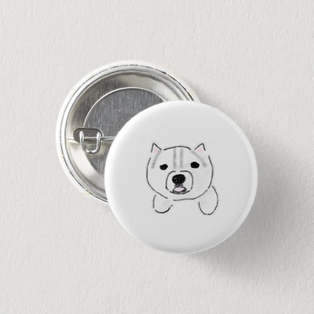 Bóton Redondo 2.54cm Presente Personalizado Cachorrinho Terrier Branco  (Frente & Verso)