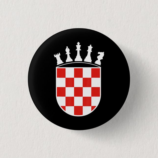 Bóton Redondo 2.54cm Presentes do jogador de xadrez para croata (Frente)