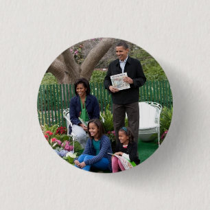 Bóton Redondo 2.54cm Presidente Barack Obama e Família