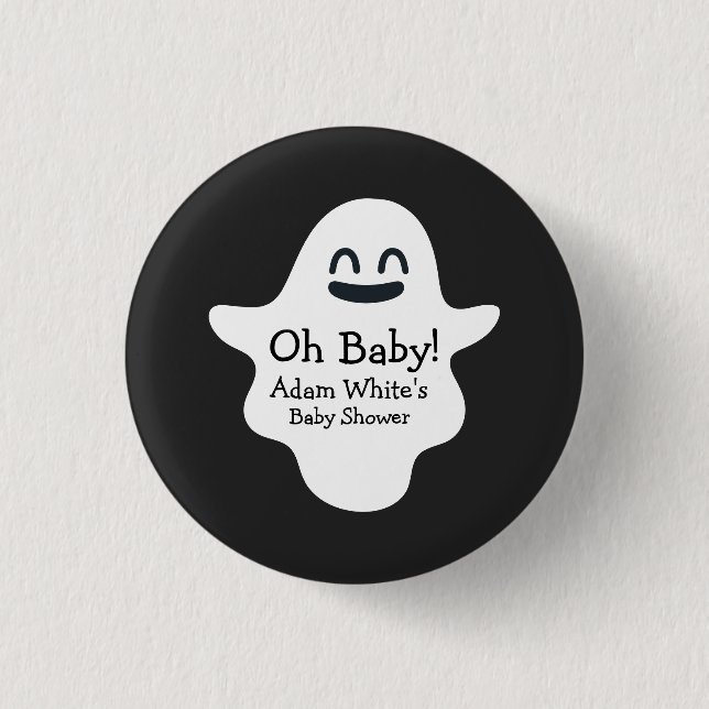 Bóton Redondo 2.54cm Preto e branco, querida! Chá de fraldas do Fantasm (Frente)
