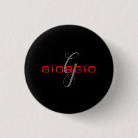Preto Vermelho Seu Nome Monograma Inicial Moderno