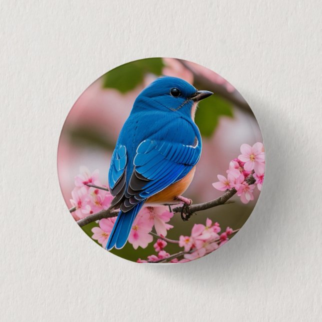 Bóton Redondo 2.54cm Primavera Bluebird (Frente)