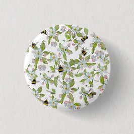 Bóton Redondo 2.54cm Primavera jardim florescente e mamangabas