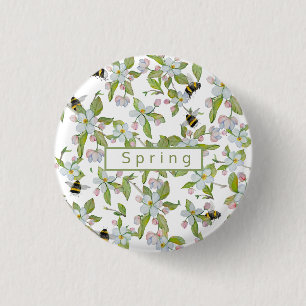 Bóton Redondo 2.54cm Primavera jardim florescente e mamangabas