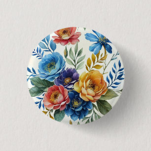 Bóton Redondo 2.54cm Primavera Watercolor Floral Impressão