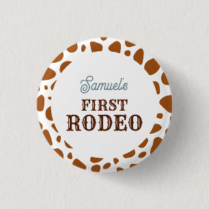 Bóton Redondo 2.54cm Primeiro aniversário do Rodeo Wild West Brown Boy