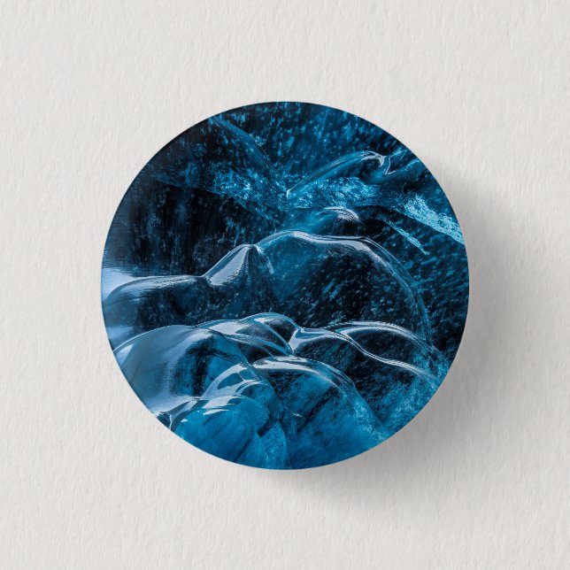 Bóton Redondo 2.54cm Primeiro Plano de Paredes de Gelo Azul (Frente)