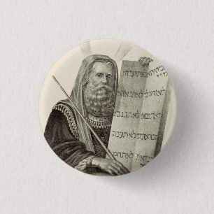 Bóton Redondo 2.54cm Profeta Moisés com as Tábuas da Lei