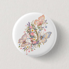 Bóton Redondo 2.54cm Projeto de Jardim de Borboletas Doce para Magia