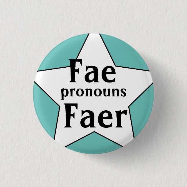 Bóton Redondo 2.54cm Pronomes Starry Fae Faer (Frente)