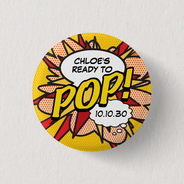 Bóton Redondo 2.54cm Pronto para Chá de fraldas (Frente)