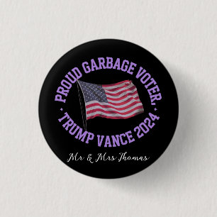 Bóton Redondo 2.54cm Proud Garbage Voter Trump Vance 2024 Sai