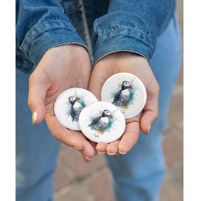 Bóton Redondo 2.54cm Puffin cúmulo de cor azul (Criador carregado)