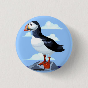 Bóton Redondo 2.54cm Puffin Cute Atlantic Seabird