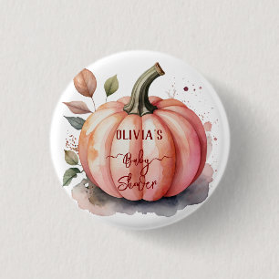 Bóton Redondo 2.54cm Pumpkin Rosa Watercolor Boho Baby Girl Chá