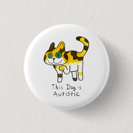 Bóton Redondo 2.54cm Quadrinho de Cachorro Autista Fofo e Engraçado