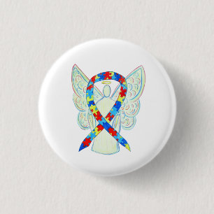 Bóton Redondo 2.54cm Quebra-cabeça Angel Autismo Sensibilização Pino