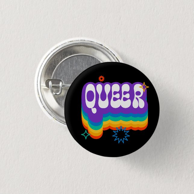 Bóton Redondo 2.54cm Queer. LGBT+Orgulho. Arco-íris. Botao (Frente & Verso)