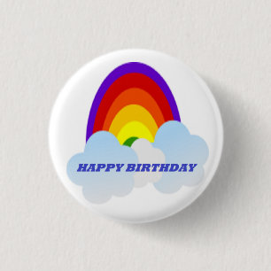 BÓTON REDONDO 2.54CM RAINBOW "FELIZ ANIVERSÁRIO"