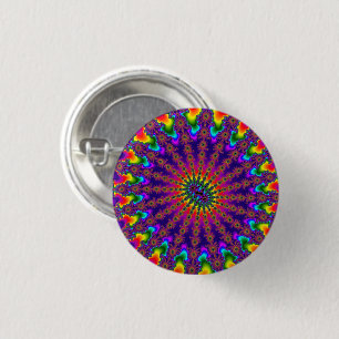 Bóton Redondo 2.54cm Rainbow Fractal Burst