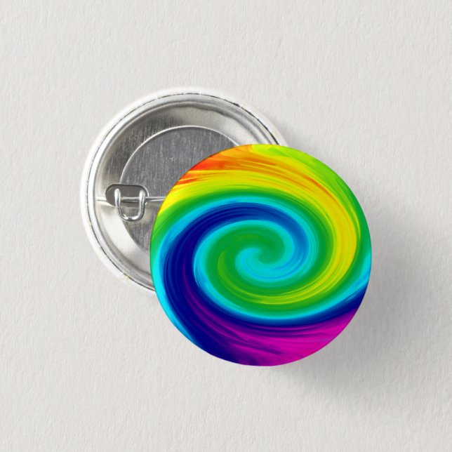 Bóton Redondo 2.54cm Rainbow Swirl Abstrato Art Design (Frente & Verso)