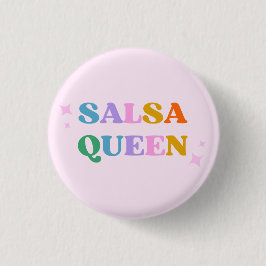 Bóton Redondo 2.54cm rainha da dança salsa latin simples branco moderno
