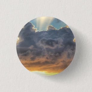 Bóton Redondo 2.54cm Raios Sunset de Luz através de Nuvens de Tempesta