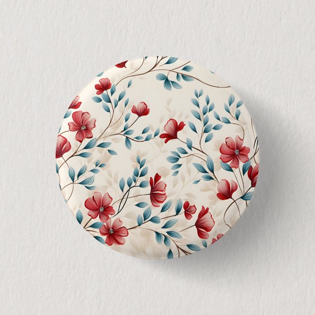 Bóton Redondo 2.54cm Ramo Floral Botânico Elegante (Frente)