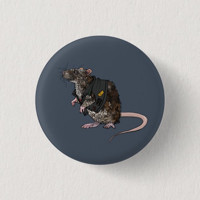 Bóton Redondo 2.54cm Rato Punk de Esgoto (Frente)