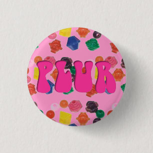 Bóton Redondo 2.54cm Rave Kandi Rosa "Pino de PLUR"
