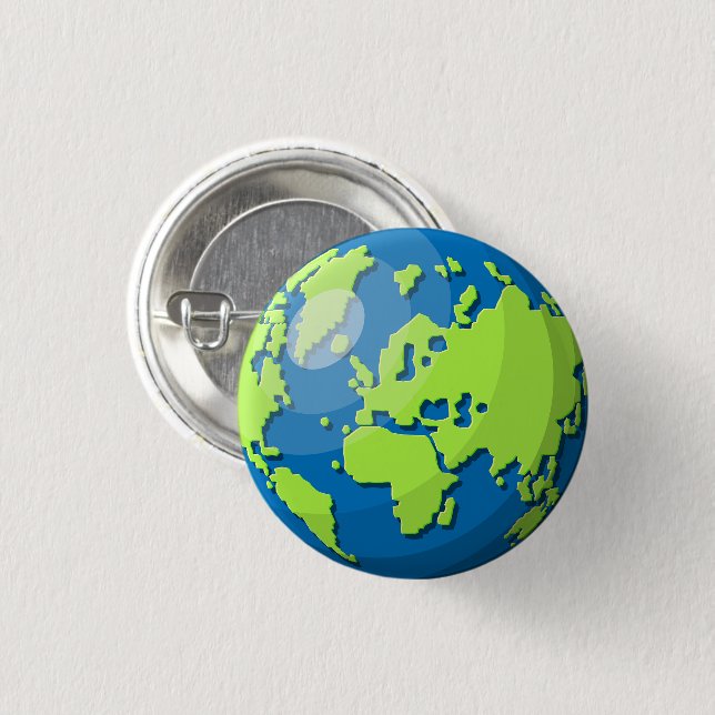Bóton Redondo 2.54cm Realistic 3D Globe Design Earth Planet Art (Frente & Verso)