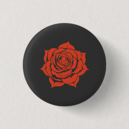 Bóton Redondo 2.54cm Red Rose Floral Design - Pequeno Botão