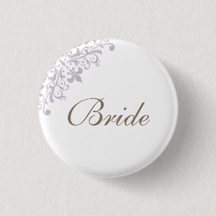 Bóton Redondo 2.54cm Regency Purple French Fleur de Lis Script Bride