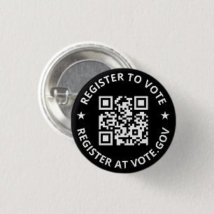 Bóton Redondo 2.54cm Registrar para votar o código QR personalizado dig