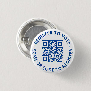 Bóton Redondo 2.54cm Registre-se para votar código QR digitalizável azu