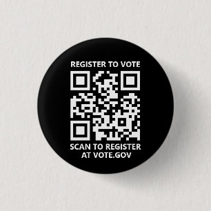 Bóton Redondo 2.54cm Registre-se para votar preto personalizado do Códi