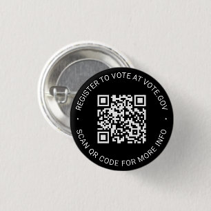 Bóton Redondo 2.54cm Registre-se para votar preto personalizado do Códi