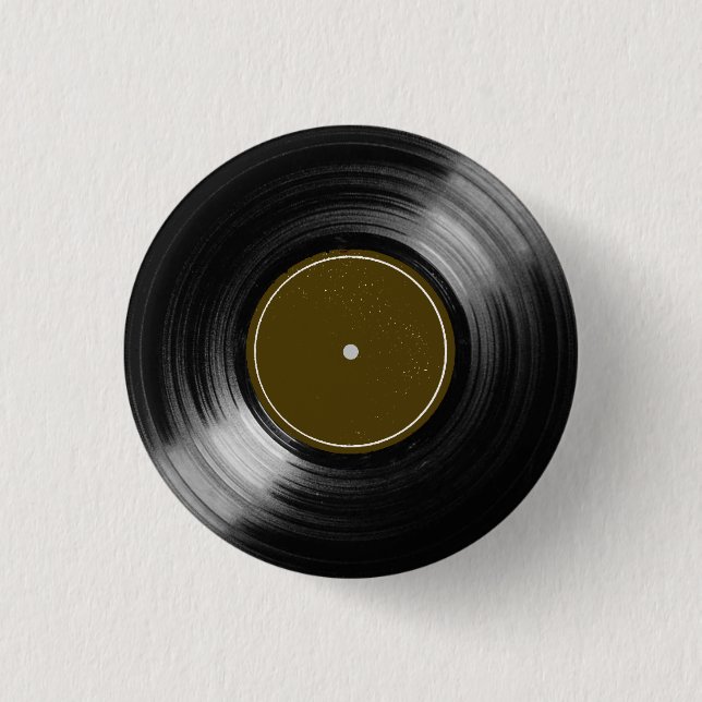 Bóton Redondo 2.54cm registro de vinilo preto (Frente)